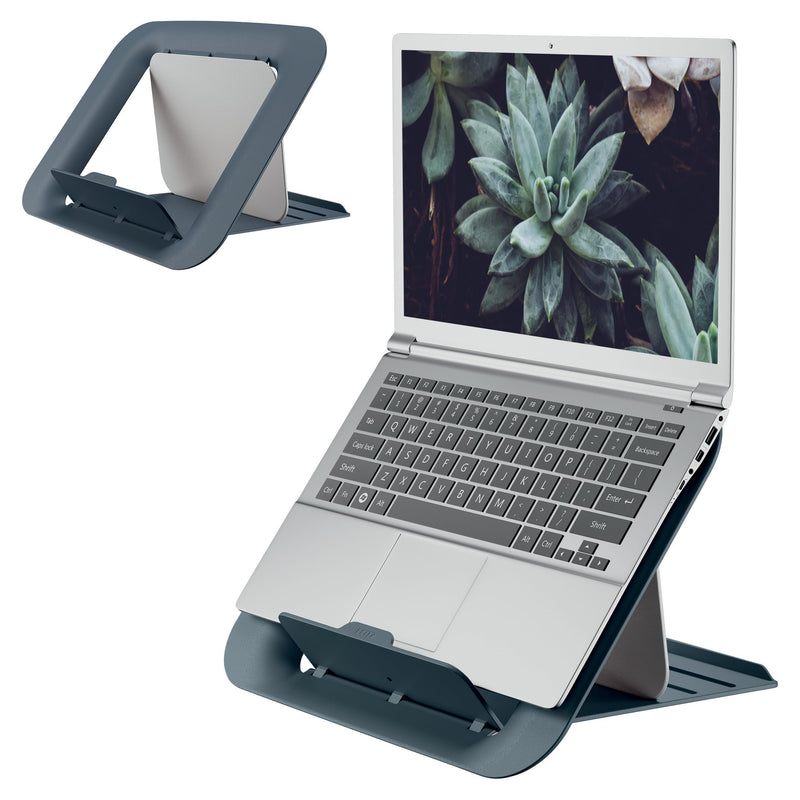Leitz Adjustable Laptop Stand, Desktop/Tabletop Riser Stand, Compact Laptop Holder with 4 Heights, Ergo Cosy Range, Velvet Grey, 64260089