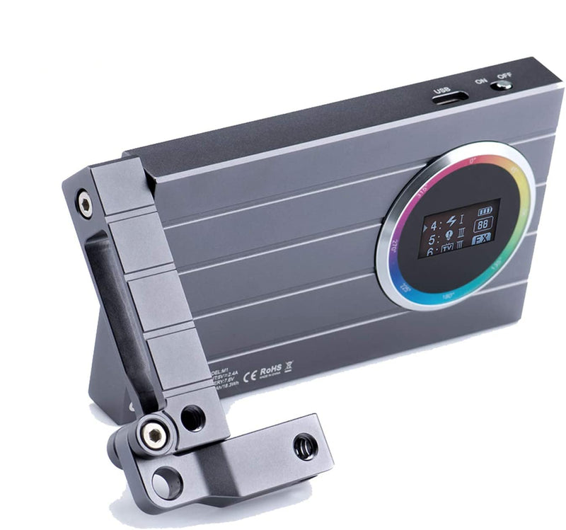 Godox M1 RGB LED Full Color Video Light,Pocket Size RGB Mini Video Light，13W 2500k-8500k Adjustable,CRI97 TLCT97,Music Beats Light Function and 40 FX Lighting Effects with Aluminum Alloy Shell(Gray) Gray