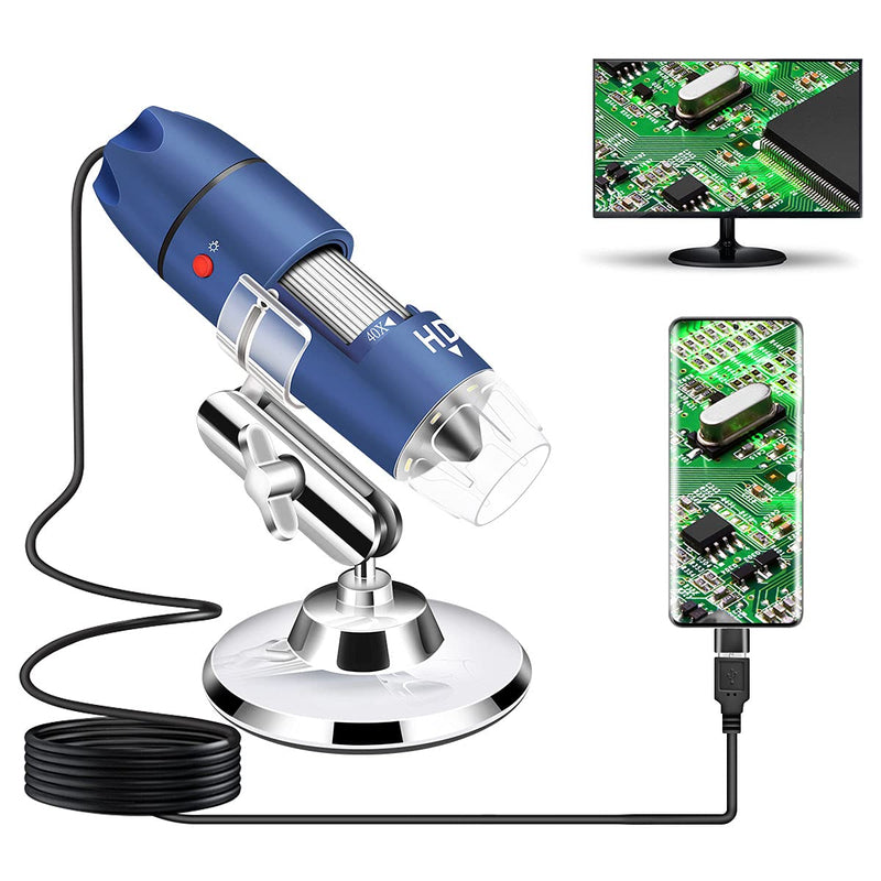 Jiusion 2K HD 2560 x 1440P USB Digital Microscope for Android Mobile Phone and Tablet Windows Mac Linux, 40X to 1000X Magnification Mini Endoscope Handheld Camera for Coin Facial Skin Scalp FA | Mini Endoscope Handheld Camera for Android Mobile Phone T...