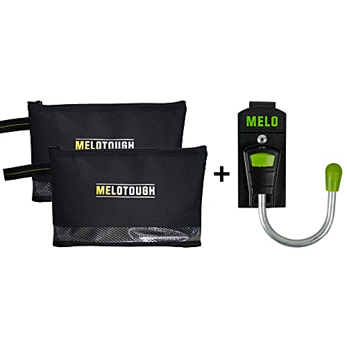 MELOTOUGH 2PACK Multi Tool Pouch Small Tool Bag Zipper Bag Zipper Pouches, Durable Storage Organizer Tote bag + 1 PACK Tool Holster Cordless Drill Holster Tool Hook