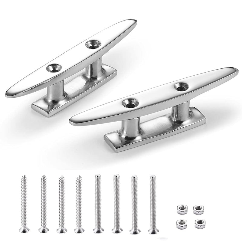 Boat Cleat Open Base 4/5 /6/8 inch, Dock Cleat 316 Stainless Steel Marine Grade, Include Installation Screws 4 inch