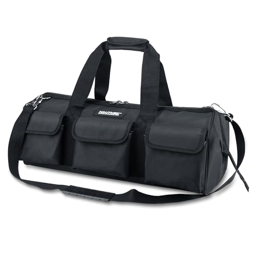 HAUTMEC 24" Large Contractors Tool Bag, Wide Mouth Tool Bag with Hard Base & Metal Frame, 21-Pocket Double Zippers Heavy-Duty Tool Organizer for Heavy Tools – HT0184 24" Large Tool Bag