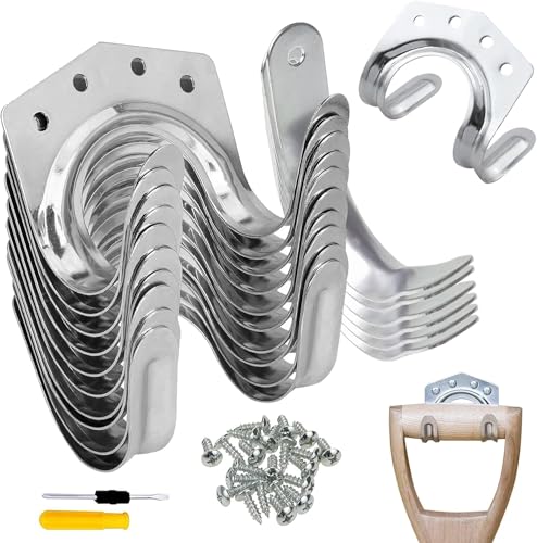 18pcs Garden Tool Holder Hook Holder Garden Tools | Single Hook/Double Hook Device Holder Wall for Garage, Garden, Bicycle Shed with 54 Screws (Silver) Silver