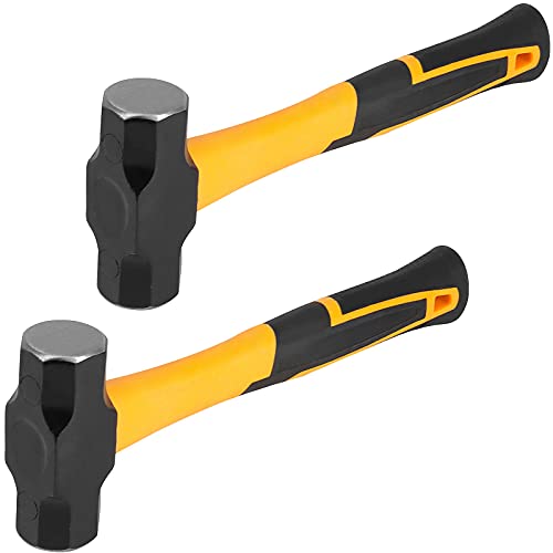 HOIGON 2 Pack 2 Lb Mini Sledge Hammer, 11 Inch Pro-grade Sledge Hammer Tool with Fiberglass Handle, Stoning Club Hammer for Carpentry, Construction, Mechanic Work