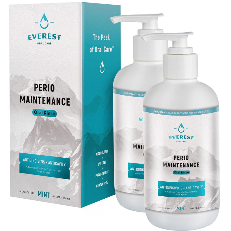 Perio Maintenance Alcohol Free Mouthwash – Concentrated Mouthwash for Bad Breath, Plaque, Sensitive Teeth, and Gingivitis or Gum Disease - Fresh Mint Flavored Fluoride Rinse Pack of 2 by Everest 20 Fl Oz (Pack of 1)