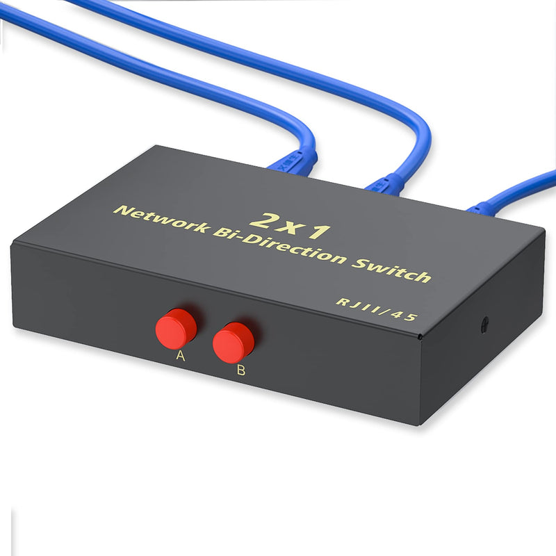 RJ45 Network Switch Selector 2x1 Ethernet RJ45 Network Switch Splitter Selector Box 100M/1000M