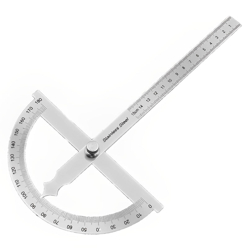 Protractor Metal 0-180° Stainless Steel Goniometer | With Locking Screw, Universal Protractor with Scale Ruler for School Carpenters DIY Painting Drawing Marking (150mm) A-150mm
