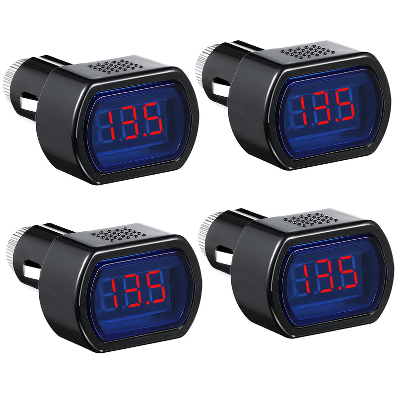 4 Pieces DC 12V-24V LED Digital Car Voltmeter Vehicle Voltage Gauge Monitor for Auto Car Motorcycle Truck