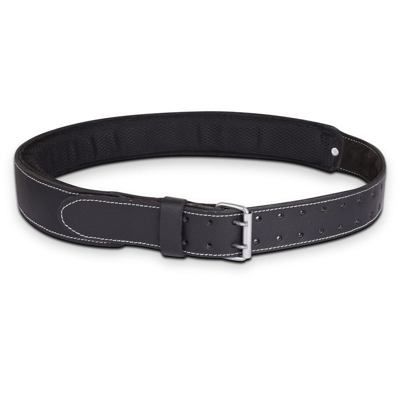 FUERI Premium Leather Work Belt | Adjustable Tools Work Belt for Suspender and Pouches with Padding Covered with Mesh for Carpenter, Electrician, Framer, Mechanic (Black) Black