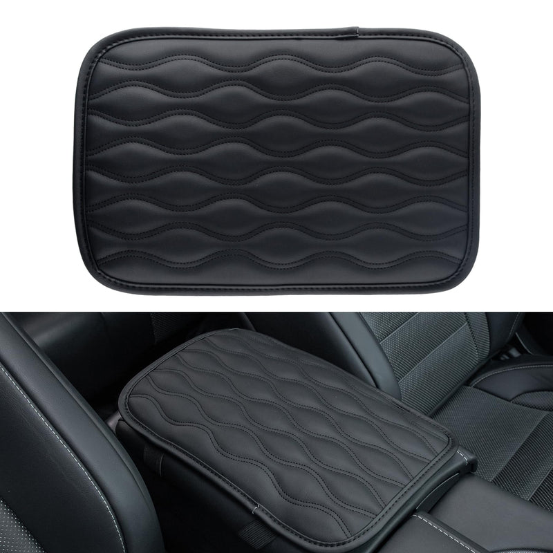 Amiss Auto Center Console Pad, Universal Waterproof Armrest Seat Box Cover, Car Interior Accessories, Leather Auto Armrest Cover Protector for Most Vehicle, SUV, Truck (Black) Black1