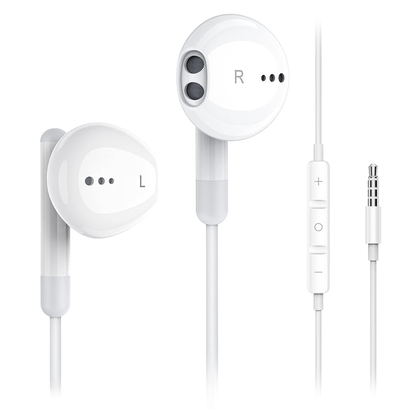 Wired Earbuds with Microphone, Wired Earphones in Ear Headphones HiFi Stereo, Powerful Bass and Crystal Clear Audio, Compatible with iPhone, iPad, Android, Computer Most with 3.5mm Jack White regular