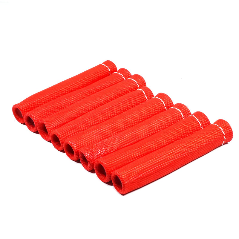 8Pcs 2500° Degree Spark Plug Wire Boots Heat Shield Protector Sleeve Cover Compatible with SBC BBC 350 454,6 Inch, Red