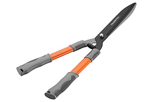 Garden Hedge Shears, Manual hedge Clippers for Shaping Shrubs and Trimming Bushes. Hedge Clippers & Shears made with Durable Carbon Steel Blades, Shock-Absorbing Bumpers and Comfort Grips.