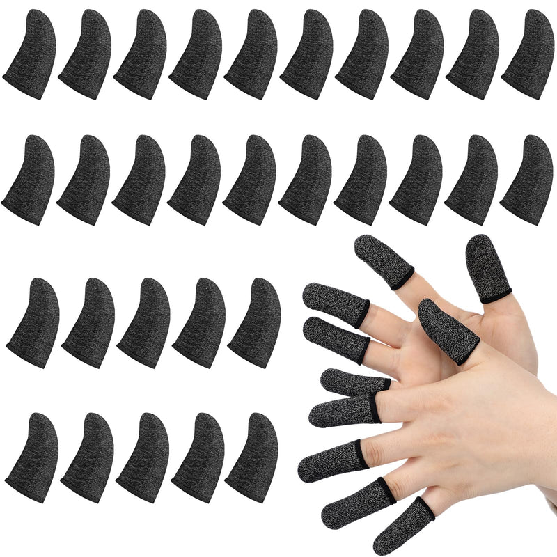 40 Pieces Gaming Finger Sleeve For Gaming Thumb Sleeves Mobile Gaming Finger Protector (Black) Black