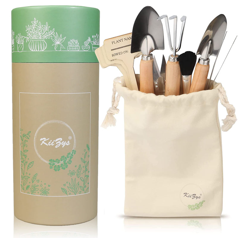 Indoor Garden Tools for Gardening - KiiZYS 12-Piece Small Garden Tools Set - Indoor Gardening Gifts for Women - Mini Hand Tools House Plant Tool Gift Box