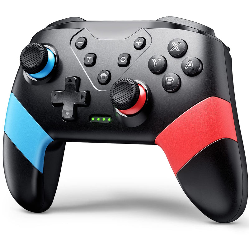 VOYEE Switch Controllers Compatible with Switch/Lite/OLED, Switch Pro Controller with Programming Motion Control Vibration, Updated Wireless Switch Controller with Wake-up Turbo Screenshot Red+Blue