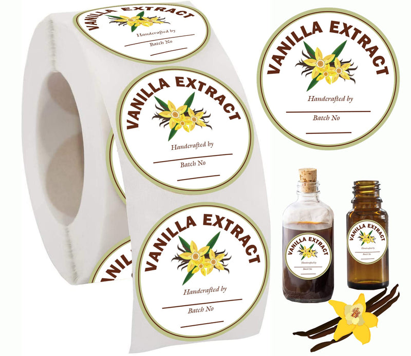 [Australia - AusPower] - SMARSTICKER 2 inch Vanilla Extract Labels Round Circle Gloss White Labels Homemade Vanilla Stickers for Handcrafted Vanilla Bottles,Kitchen Pantry,Jar,Organization 250pcs 