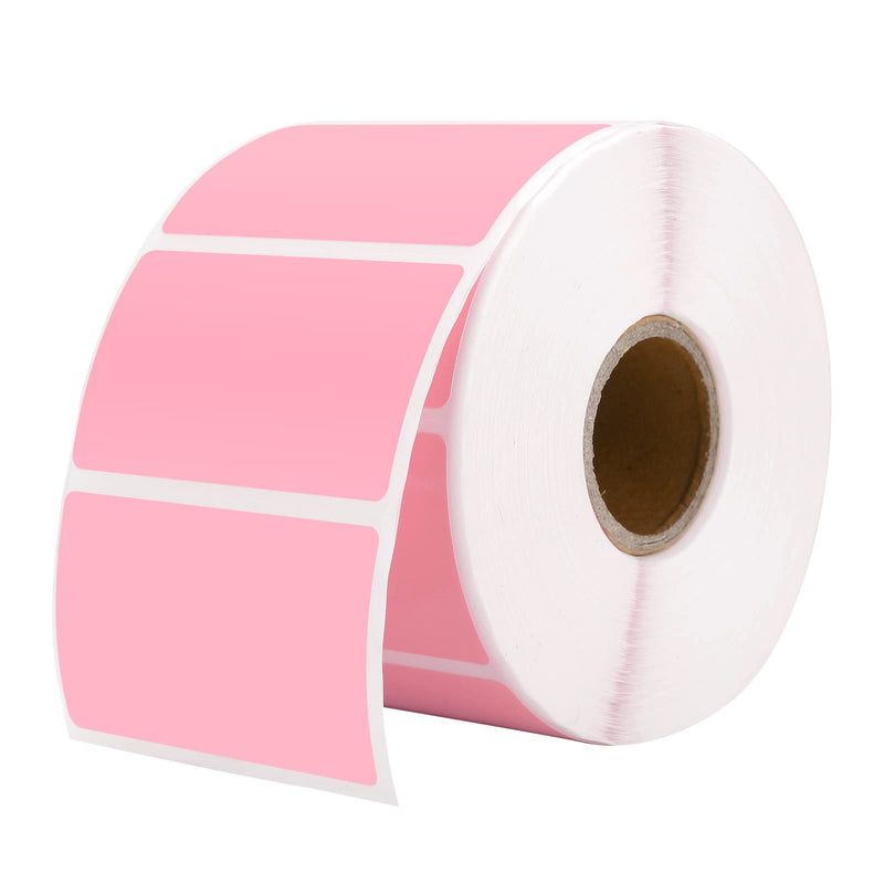[Australia - AusPower] - MUNBYN 2.25"x1.25" Direct Thermal Labels, Self-Adhesive Address Shipping Thermal Stickers, BPA&BPS Free Pink Square Label for Thermal Label Printer-1 Roll,1000 Labels 2.25“x1.25" 1 