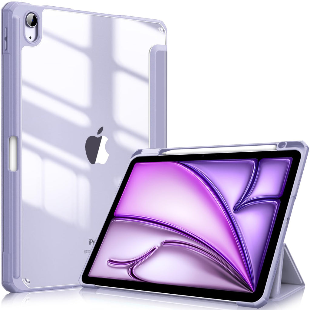 Fintie Hybrid Slim Case for iPad Air 11-inch M2 (2024), iPad Air 5th Generation (2022) / iPad Air 4th Gen (2020) 10.9 Inch -Shockproof Cover with Clear Back Shell & Pencil Holder, Lilac Purple