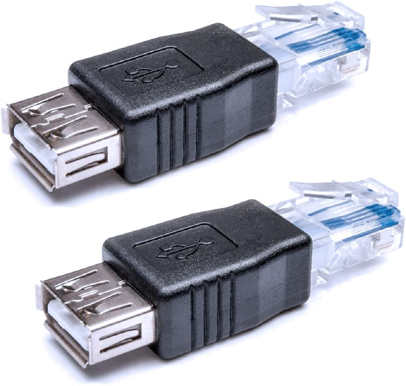 Ethernet to USB Adapter, 2 PCS USB to Ethernet Adapter, RJ45 Ethernet Male to USB Female Converter, USB to RJ45 Connector for ADSL Modem, Router, Camera with Network Function