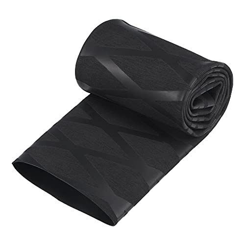 sourcing map 0.5 m Long Heat Shrink Tubing, 40 mm Diameter, 65 mm Flat Width, Shrink Ratio 2:1, Non-Slip Heat Shrink Tubing with Mesh Pattern, Heat Shrink Tube for Handles 40mm black