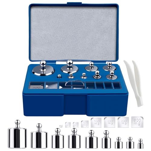 Calibration Weights Set, 17 Pieces, 10 mg-100 g Weight, Stainless Steel, Precision Accurate Calibration Weights, with Tweezers + Storage Box, for Laboratory, Jewellery, Educational Tool