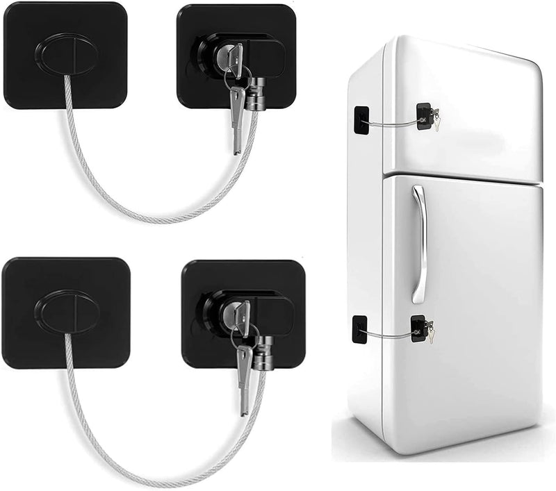 2-Pack Guardianite Premium Refrigerator Door Lock with Built-in Keyed Lock (2-Pack Black) 2-Pack Black