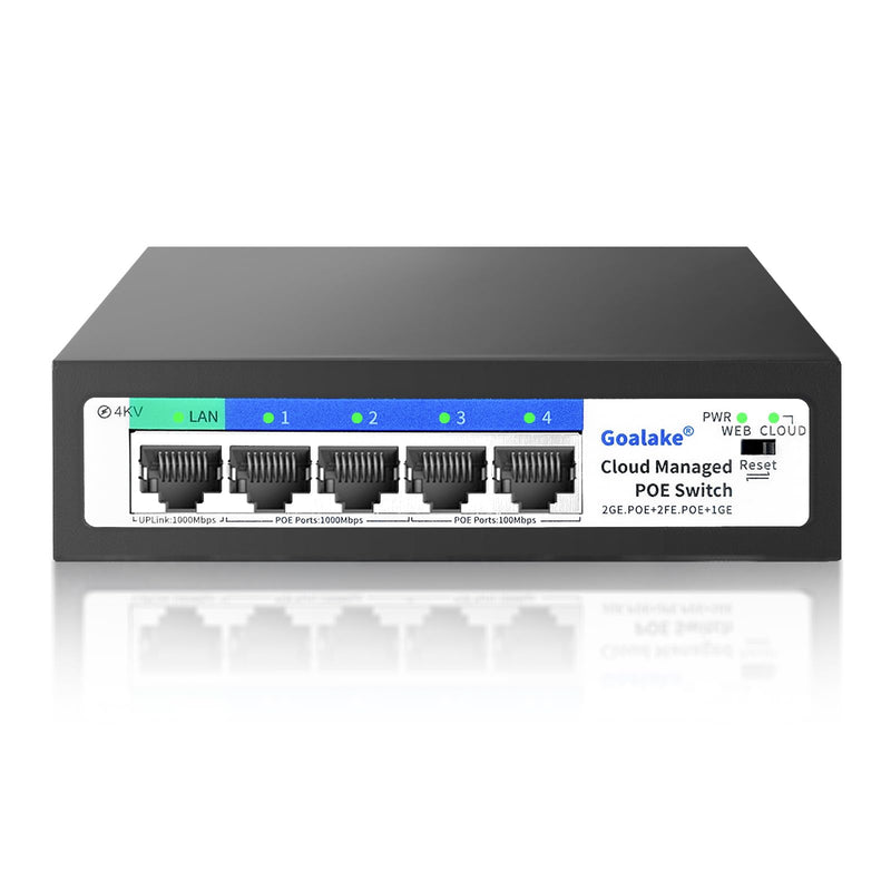 5-Port Ethernet PoE Switch (4 PoE Ports, 1 Uplink) with Extend Function, Easy Smart Managed Ethernet Switch, Plug & Play, Fanless Metal Design, VLAN, Qos,Desktop/Wall Mount 5 Port |52W 4xPoE+