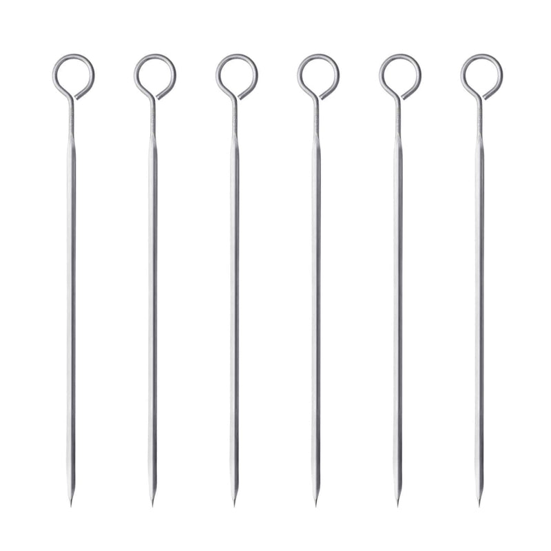 triangle Skewers Set with Ring - Set of 6 Stainless Steel Skewers - 11.8 in (30 cm) Each - Prevents Food From Turning & Slipping - Made in Germany 11.8 in (30cm)