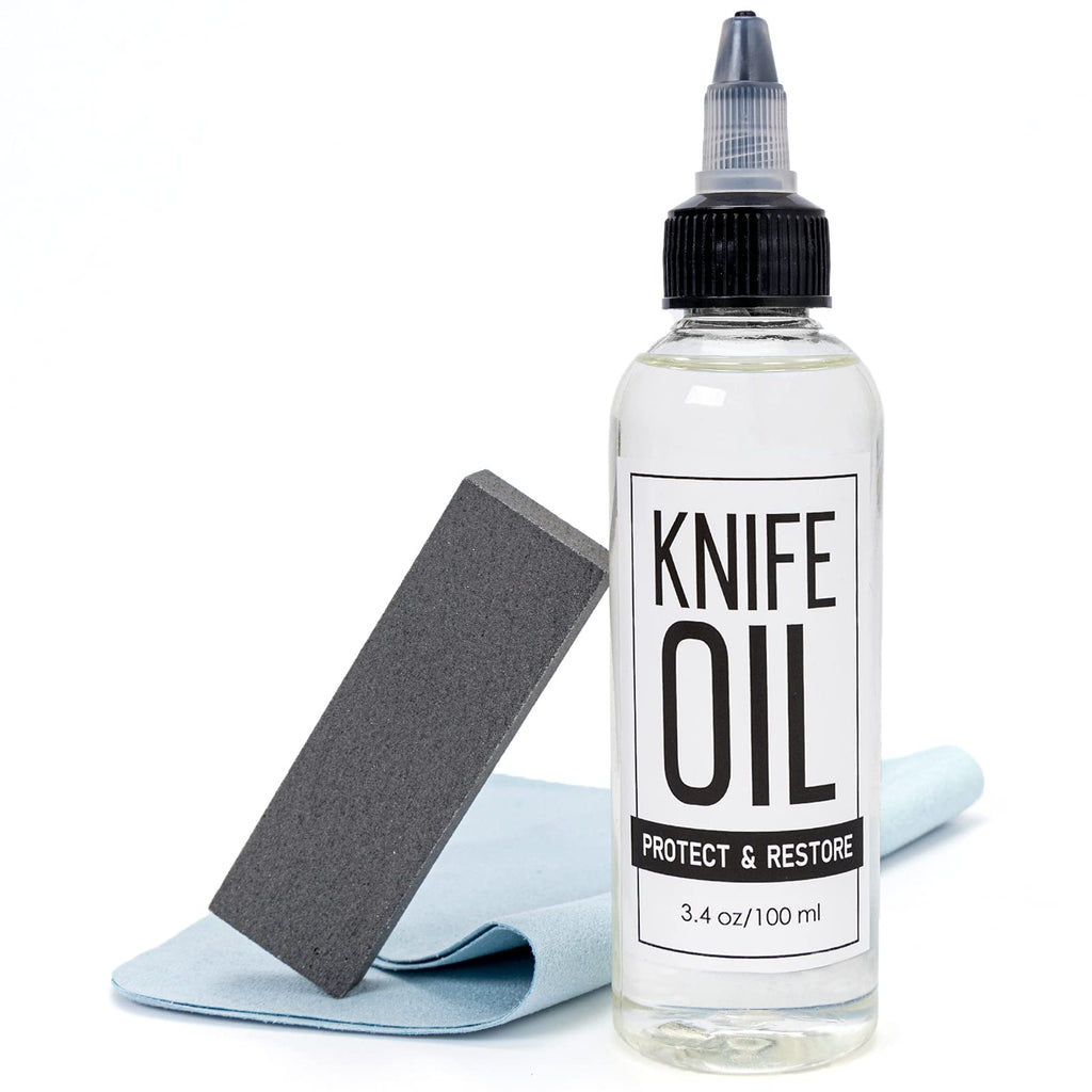 Knife Oil Rust Eraser Kit, Extra Large Rust Remover for Knives, Sword Oil Knife Maintenance (3.4 oz) for Carbon Steel Blade, Protection And Lubricant Knife Care Cleaning Set