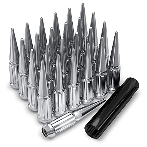 White Knight 3806XL-25AM Chrome M12x1.25 1-Pc Spline Spike Lug Nut Set with Extra Spline Spike, 25 Pack