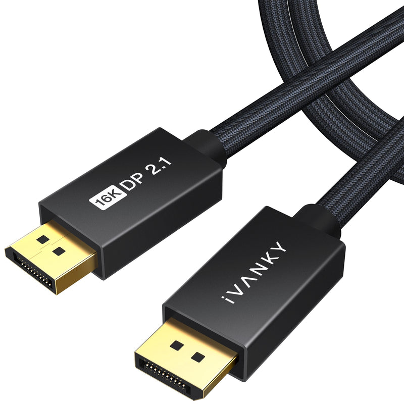 IVANKY DisplayPort 2.1 Cable, 15ft, 16K@60Hz, 8K@120Hz, 4K@240Hz, HDR, HDCP 2.2, 3D, ARC, Compatible with Gaming Monitor, TV and More 15 Feet 1