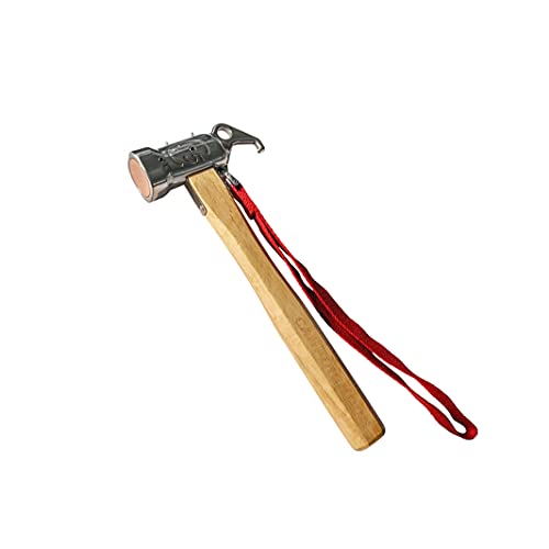 CAMPINGMOON Camping Hammer Peg Tent Stake Hammer Stainless Steel Built-in Pure Copper Head Wood Hand with Tent & Tarp Stake Remover C5 Built-in Pure Copper Head Hammer (C5)