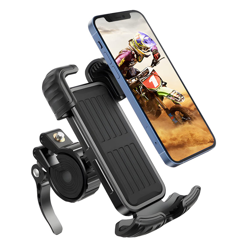 Bike Motorcycle Phone Mount,[Super Stable Metal] Bike Motorcycle Phone Holder with Security Lock, Bicycle Phone Mount with Soft Cushion & Adjustable Clip Compatible with 4.7''-6.8'' Phone