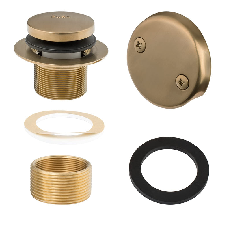 Tip-Toe Tub Trim Set with Two-Hole Overflow Faceplate and No Plumber’s Gasket, Replacement Bath Drain Trim Kit with Universal Fine/Coarse Thread, No Putty Installation by Artiwell (Champagne Bronze) Champagne Bronze