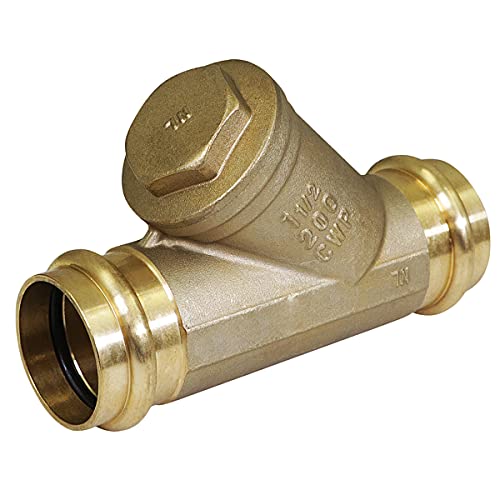 Midline Valve 327S112-NL Press Y-Strainer Valve, 1-1/2”, Brass 1-1/2 in.