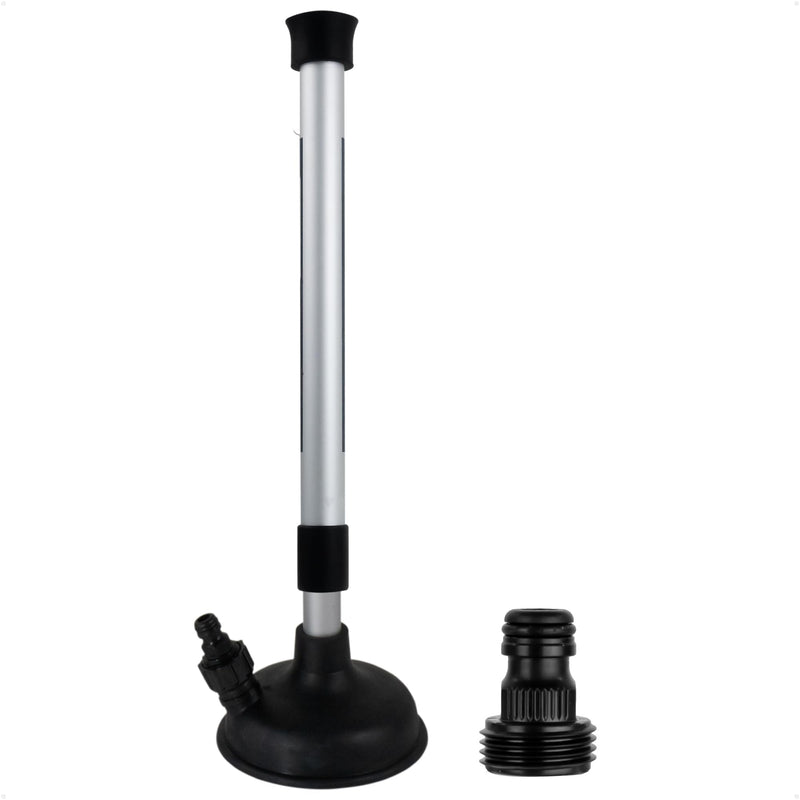Five Oceans Inboard Motor Muff, Universal Inboard Motor Flusher, Fake a Lake - Black PVC Marine Grade Round Cup Muff, Telescoping Shaft from 18" to 30", Garden Hose Connector & Quick Connect - FO4602