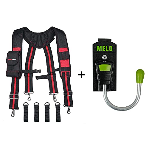 1 PACK Tool Belt Suspenders Construction Work Suspenders with detachable phone holder + 1 PACK Tool Holster Cordless Drill Holster