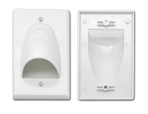 Halokny 2 Pack Single Gang Recessed Multimedia Bundled Cable Wall Plate Face Plate Panel, White(2 Pack 1-Gang Wall Plate)