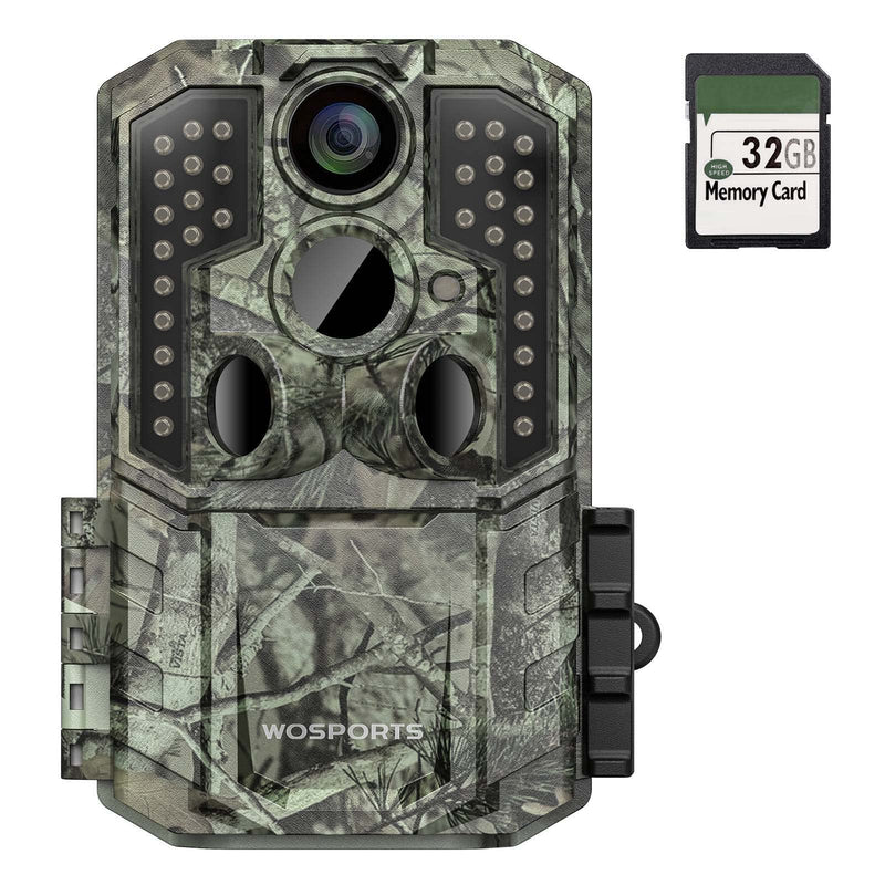 WOSPORTS Trail Camera,48MP 4K 0.2S Trigger Motion Activated,Game Hunting Camera with Night Vision IP66 Waterproof 2.0''LCD 120°Wide Camera Lens for Outdoor Scouting Wildlife Monitoring Home Security Light Green