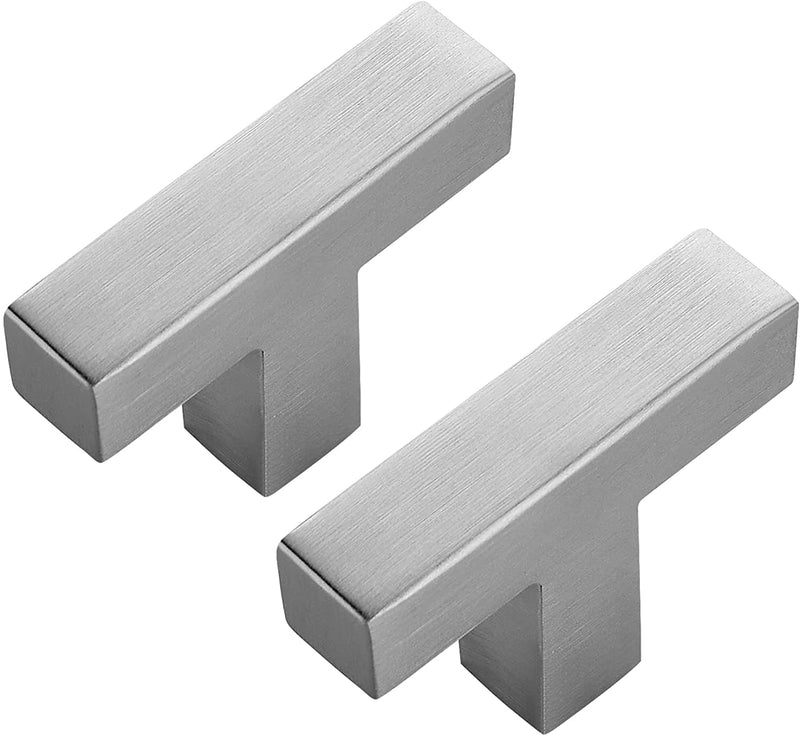Ravinte 10 Pack Brushed Nickel Square Bar Cabinet Knobs 2 Inch Square Cabinet Handles Silver Single Hole Kitchen Cabinet Pulls | Single Hole, Stainless Steel, Easy Install, Screws Included, Rust-Resistant, Kitchen, Bathroom, Drawers, Cabinets