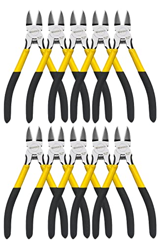 BOOSDEN Wire Cutter 6.5 inch Cutting Pliers Diagonal Cutter Snipper 10 Pack 6.5"- 10 Pack
