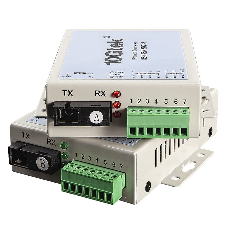 Serial RS485/RS422/RS232 to Fiber Optic Media Converter, Serial Communication Data Converter Device Server, SM Bidi SC 1310nm 20km, Daisy-Chain or Redundant-Ring FO RS-485/422/232