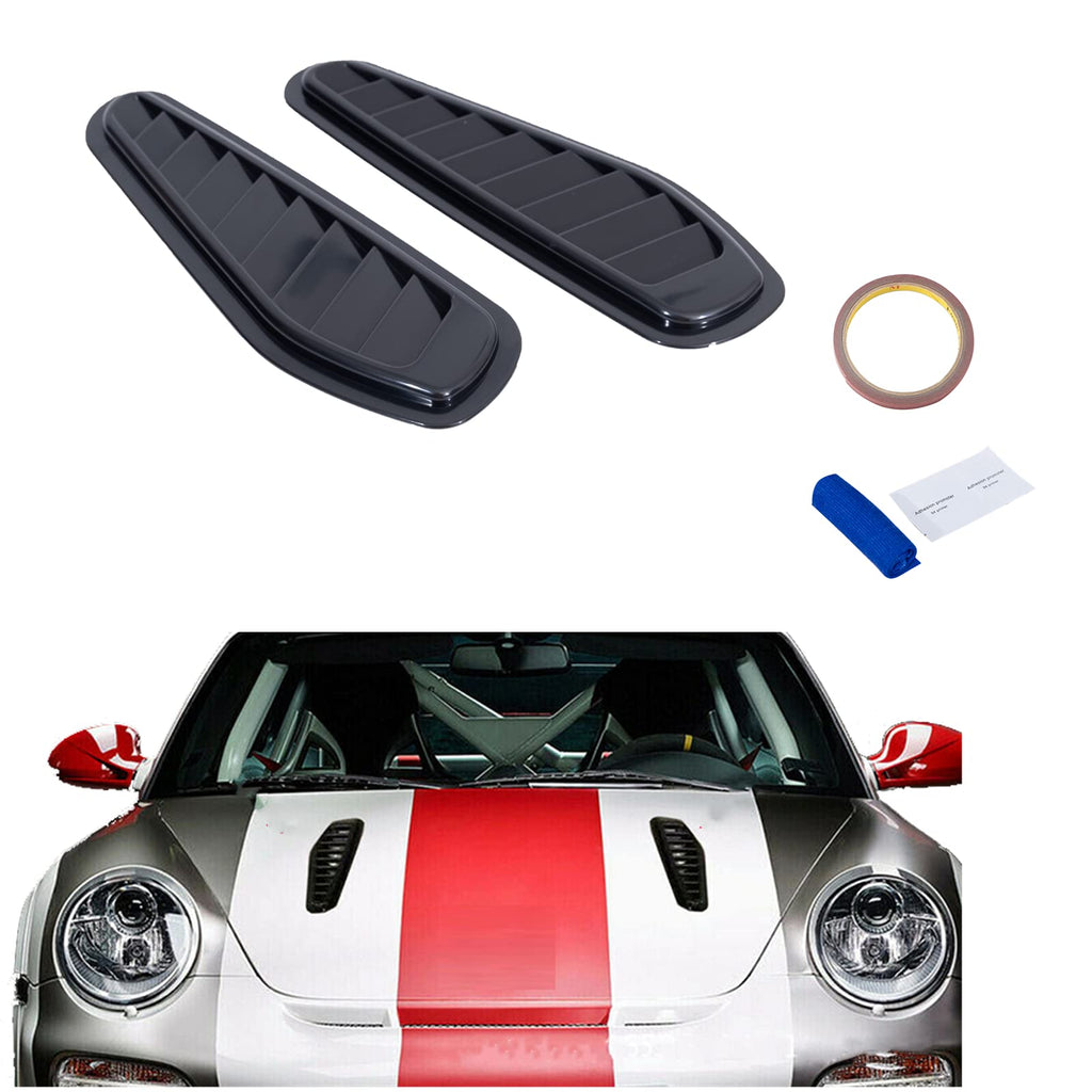 Hood Vents for Cars Hood Scoop 2 Pcs Universal Narrow Hood Air Intake Decor Cover ABS (Black) black-n