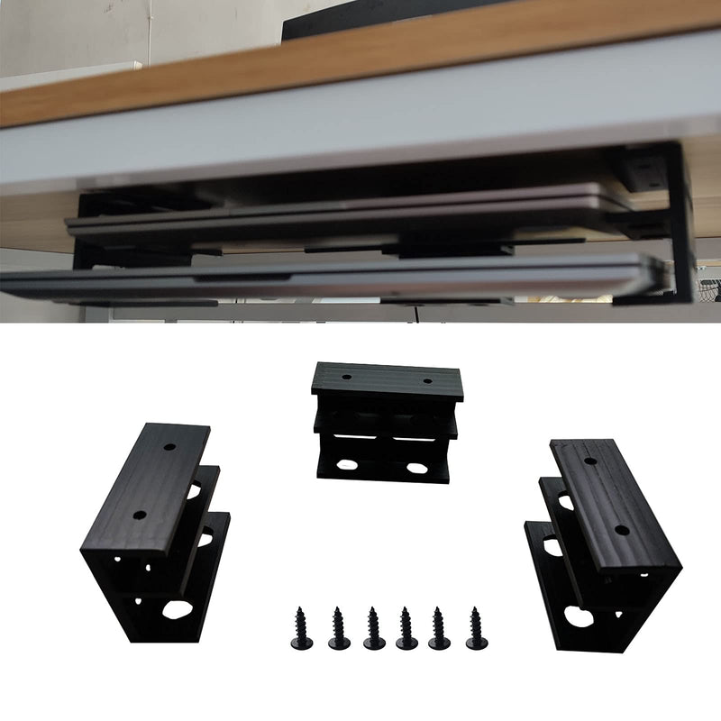 PIAOLGYI Under Desk Double Decker Laptop Holder Mount with Screw, Under Desk Laptop Mount Bracket, Add On Under Table Keyboard Storage (3 Pcs)