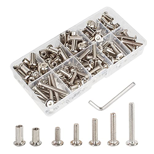 M6 x 16mm/20mm/25mm/30mm/40mm 140Pcs Hex Socket Screws Head Nuts 16/20/25/30/40mm (140pcs)