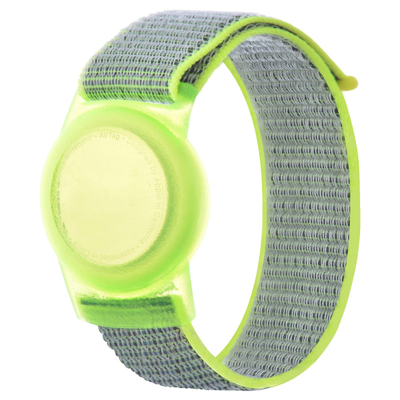 Kids Wristband Compatible with Apple AirTag, Protective Case for Air Tag GPS Tracker Holder with Nylon Bracelet, Adjustable Anti Lost Watch Band for Toddler Child Elder (Yellow) Yellow