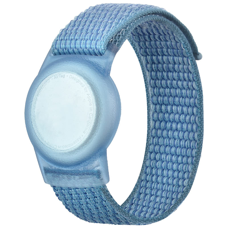 Kids Wristband Compatible with Apple AirTag, Protective Case for Air Tag GPS Tracker Holder with Nylon Bracelet, Adjustable Anti Lost Watch Band for Toddler Child Elder (Blue) Blue