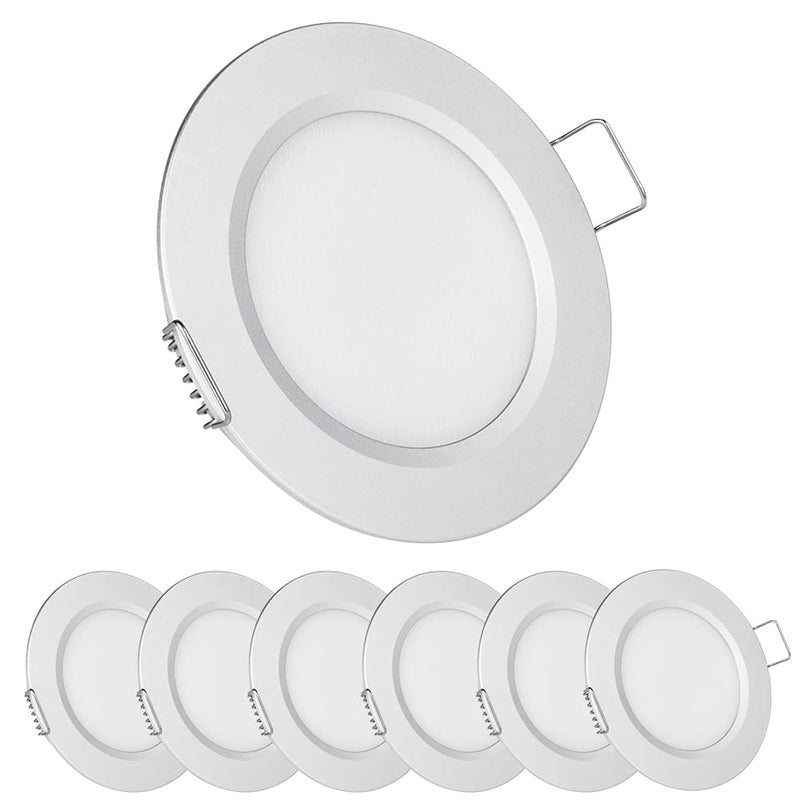 acegoo RV 2.75" Recessed LED Ceiling Light 12V Ultra-Thin Puck Light, Dimmable RV Lights Interior for Camper Van Truck Motorhome Boat Sailboat Roof Under Cabinet Lighting, 6 Pack (Silver,Warm White) Silver Finish Warm White