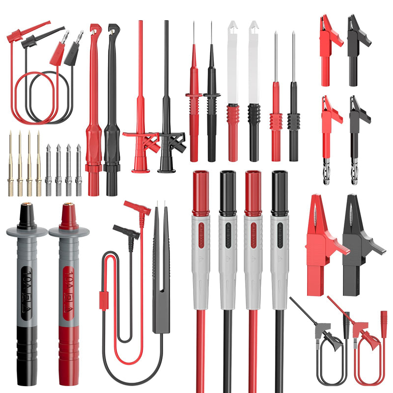 Goupchn 33PCS Multimeter Test Leads Kit with Replaceable Precision Probes Set, Wire-Piercing Probes, Alligator Clips, Test Hook Clips and Test Tweezer for Digital Electrical Testing